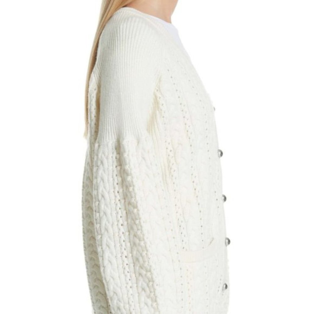 NWT M Cashmere Cable Cardigan Sweater Cream White - Picture 3 of 15